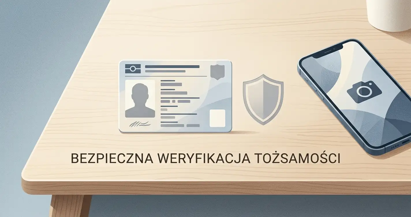 Neutralna ilustracja dokumentu tożsamości i tarczy bezpieczeństwa